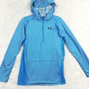 Under Armour Girls Sweatshirt Hoodie Half Zip Loose Coldgear Blue‎ Heather XL